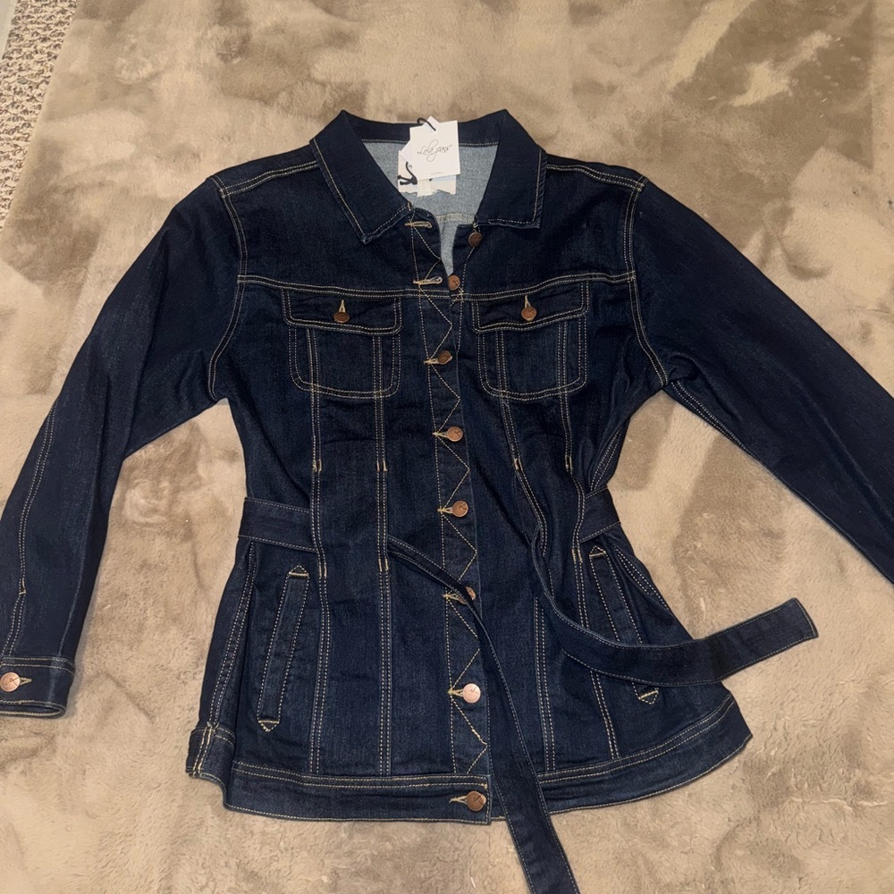 New LoLa Jeans Montreal  waist length denim jacket with belt size 2x